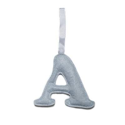 Customizable Name Banner - Stuffed Felt Letters and Characters on Polyester Cotton Blend Rope - Baby Nursery, Toddler or Kids Room Wall Decor - Easy Assembly with Hook and Loop Straps (Gray-A)