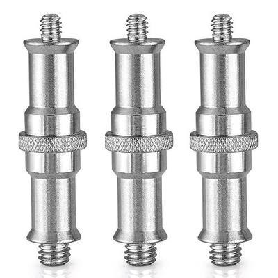 AngelReally 3-Pack 1/4 to 3/8 Inch Aluminum Alloy Metal Male Convertor Threaded Screw Adapter Spigot Stud for Studio Light Stand, Hotshoe/Coldshoe Adapter, Ball Head, Wireless Flash Receiver, Trigger