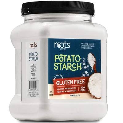 Roots Circle Gluten-Free Potato Starch | 1 Pack of 21oz Jar | No Preservatives or Artificial Ingredients | Kosher for Passover Thickener for Soups Stews, Gravies & Sauces