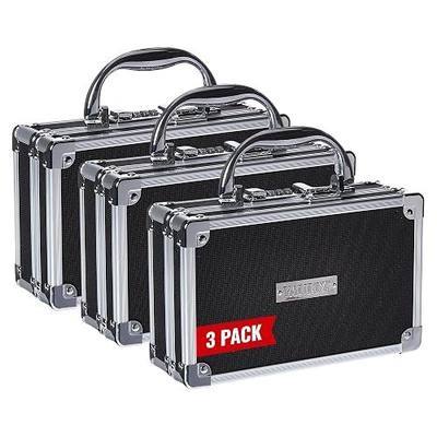 Vaultz Locking Medicine Case with Combination Lock - Portable Lock Box Briefcase for Medications, Cash & Valuables, Organized Storage Case with Handle, 3 Pack