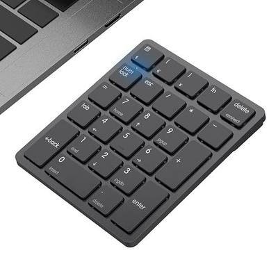 havit Bluetooth Number Pad Wireless Numeric Keypad Numpad 26 Keys Portable Mini Financial Accounting Rechargeable Numeric Pad for Windows Laptop Desktop, PC, Notebook (Black) | Rechargeable 26-key layout with quiet scissor keys, calculator shortcut and Bluetooth connectivity for Windows devices