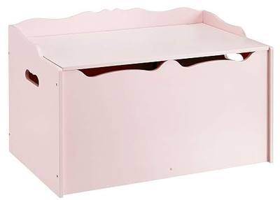 Amazon Basics Kids Wooden Toy Storage Chest with Safety Lid, Spacious Organizer for Bedroom, Pink, 30" x 18" x 19"