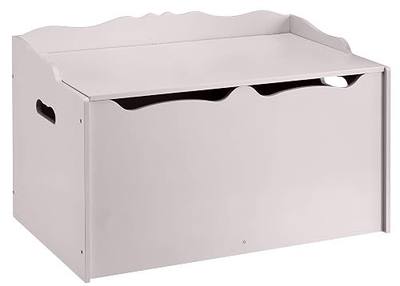Amazon Basics Kids Wooden Toy Storage Chest with Safety Lid, Spacious Organizer for Bedroom, Gray, 30" x 18" x 19"