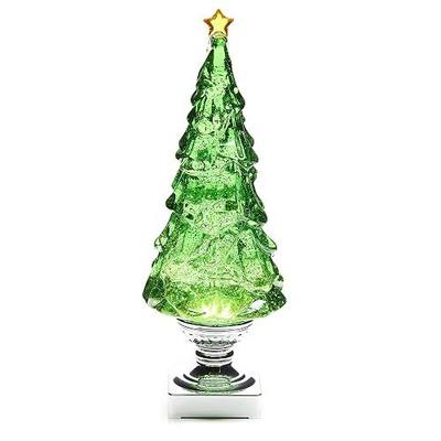 ReLIVE Light Up Christmas Tree Snow Globe with Glitter, 15.25", Green