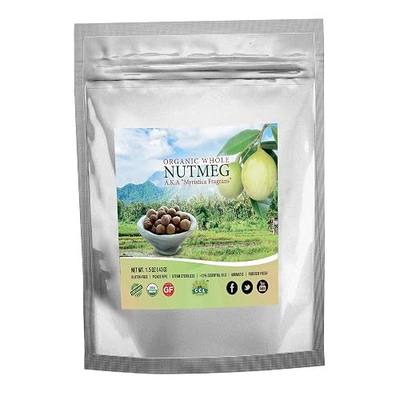 Organic Nutmeg Whole 1.5 oz, Freshly Harvested Aromatic Spice Premium Grade Fair Trade