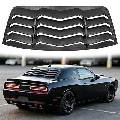 Rear Window Louvers for Dodge Challenger 2008-2022 2023 ABS Matte Black | Rear Window Louvers for Dodge Challenger 08-23 Windshield Sun Shade Cover Vent GT Lambo Style Custom Fit All Weather