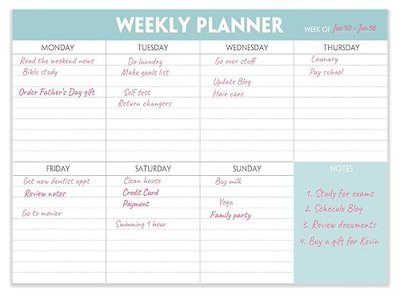 Weekly Planner Notepad - Tear Off Planning Pad with Daily Schedule & Calendar, 52 Sheets, 100gsm Paper, Undated Weekly To Do List Notepad, 10x7 in