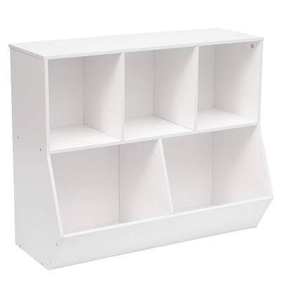 HOOBRO Kids Bookshelf, Bookcase Footboard, Toy Storage Cubby, Children's Toy Shelf, 35.4" L Storage Cabinet, Fit for Children's Room, Playroom, Hallway, Kindergarten, White WT32CW01