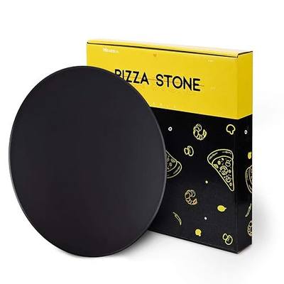 12 Inch Black Non-stick Ceramic Pizza Stone Pan, Round Oven Baking and Cooking Stone for Ovens & Grill & BBQ