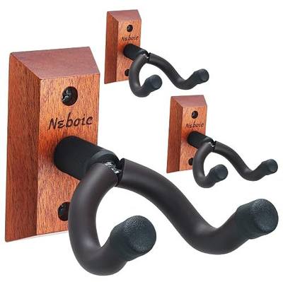 3 Pack Guitar Wall Mount, Neboic Wood Guitar Wall Hanger, Guitar Hook, Guitar Accessories for Acoustic Electric Bass Guitar Ukulele Banjo Mandolin