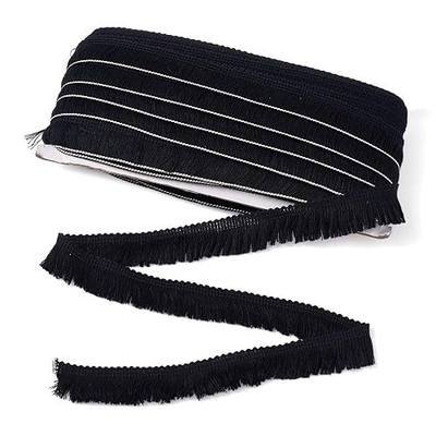 KISSITTY 27 Yards Fringe Trim Tassel 1 Inch Polyester Fibre Lace Ribbon Trim for Sewing Clotheing Home Decors, Black