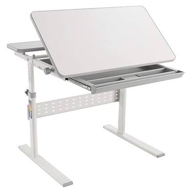 Mount-It! Kids Adjustable Desk with Tilting Desktop, Height Adjustable Study Table with Storage Drawer, Ergonomic Desk for Writing, Drawing & Homework, 31.5" x 26" Desktop Size (Gray)