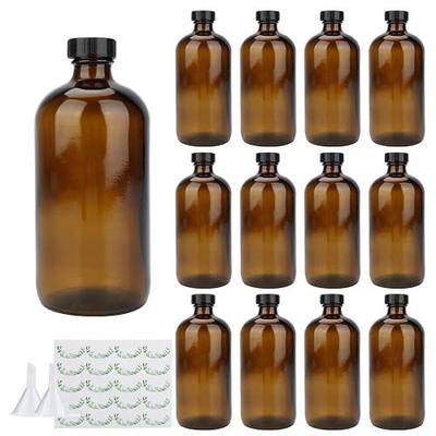 Maredash 16oz Glass Bottles, 12 Pack amber Glass Storage Bottles Sets with Lids,Amber Glass Bottle,Brown glass bottles | Sets with Lids,Amber Glass Bottle,Brown glass bottles
