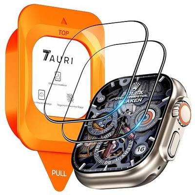 TAURI 2 Pack Screen Protector for Apple Watch Ultra 3,Ultra 2,Ultra 49mm, (2-Step Auto Installation) Bubble Free Micro-curved Edges for Apple Watch Ultra 3,2,1 Screen Protector, iwatch Ultra 49mm Film