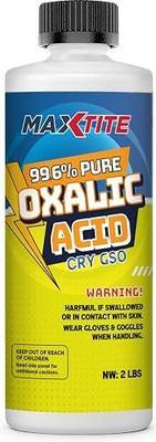 MAXTITE Oxalic Acid (2 lbs) 99.6% Pure - Metal & Wood Cleaning and Bleaching, Rust Removal (C2H2O4) - HDPE container w/ Resealable Child Resistant Cap