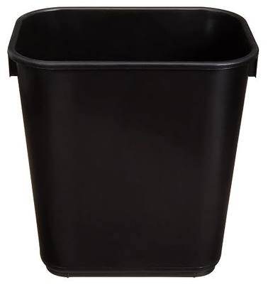 Amazon Basics Small Rectangular Commercial Office Wastebasket, Easy to Clean,11.4"L x 8"W x 12"H , 3 Gallon, Black, 2-Pack