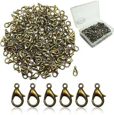 200Pc Lobster Claw Clasps, Jewelry Clasps, Necklace Bracelet Clasps | 14x8mm, Durable Alloy, Tarnish-Resistant, Strong Spring; For Necklace/Bracelet/Anklets & Keychains, Storage Box, Bronze