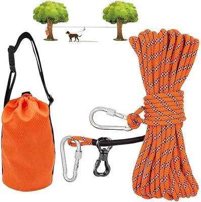XiaZ Dog Tie Out Cable for Camping, 50ft Portable Overhead Trolley System for Dogs up to 200lbs,Dog Lead for Yard, Camping, Parks, Outdoor Events,5 min Set-up