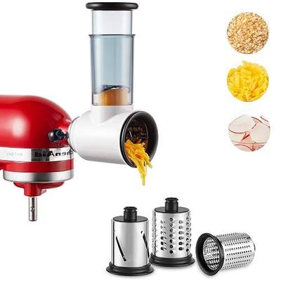 Slicer Shredder Attachment for KitchenAid Stand Mixer, Cheese Grater Attachment for KitchenAid Stand Mixer, Food Processor with 3 Blades by HOZODO
