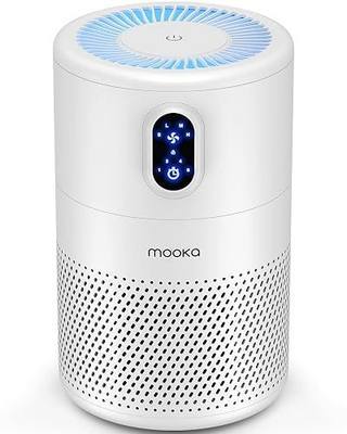 MOOKA Air Purifiers for Home Large Room up to 1076ft², H13 True HEPA Air Filter Cleaner, Odor Eliminator, Remove Smoke Dust Pollen Pet Dander, Night Light, B-D02L White
