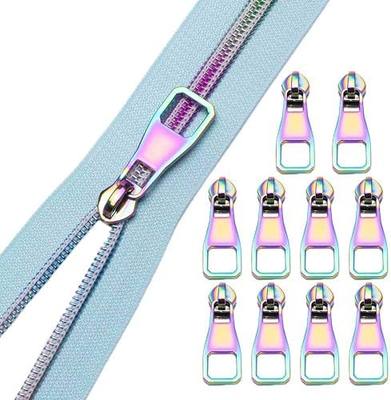 VOC Zippers #5 Nylon Zipper Tape with 10PCS Pulls for Tailor Sewing Crafts - 5 Yards (Blue Tape)