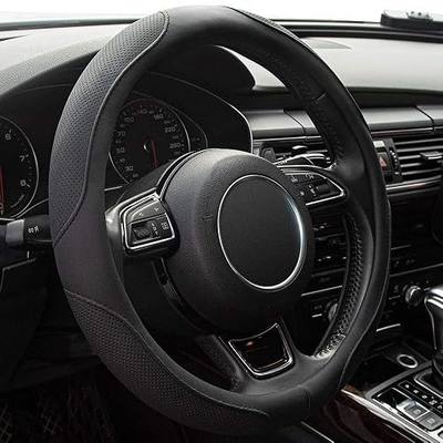 Car Steering Wheel Cover,14.5-15 Inch Black Universal Microfiber Leather Covers Breathable Anti-Slip Odorless Steering Wheels Accessories for Men Women