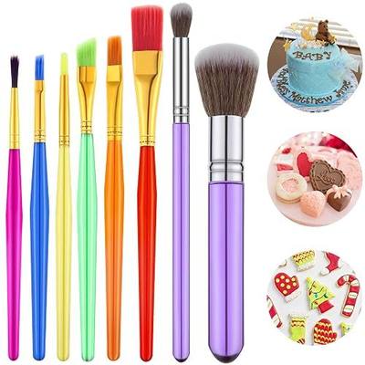 Patelai 8 Pcs Cake Decorating Brushes Set Dry Brush Food Painting