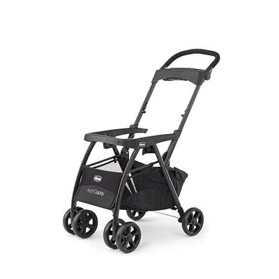 Chicco KeyFit Caddy Baby Stroller Frame with Adjustable Handle, Parent Tray | Accepts all Chicco infant car seats, compact travel stroller, under 12 lbs, all-wheel suspension, cup holders, Black/Black