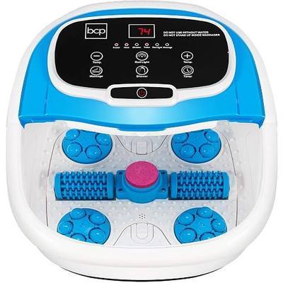 Best Choice Products Motorized Foot Spa Bath Massager, Adjustable Waterfall Shower & Fast Heating, Automatic Shiatsu Pedicure Massage, Pumice Stone, Rollers to Relieve Feet Muscle Pain - Sky Blue