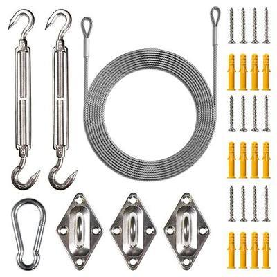 ColourTree Hardware Kit Set for Triangle Sun Shade Sails Canopy, Easy-Tensioning, 316 Military-Grade Stainless Steel(10 Inch Hardware Kit + Cables)
