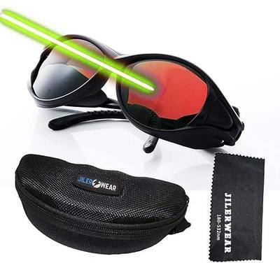 JILERWEAR Laser Safety Goggles OD 6+ for 180-532nm Violet/Blue/Green Lasers | For violet, Blue and Green lasers incl. 405/445/450/473/532nm; Engraving Machine use