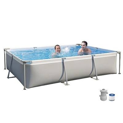 DIMAR GARDEN Above Ground Swimming Pool with Filter Pump, Outdoor Rectangular Steel Frame Swimming Pool for Kids Adults,10ft x 6.8ft x 25.6in
