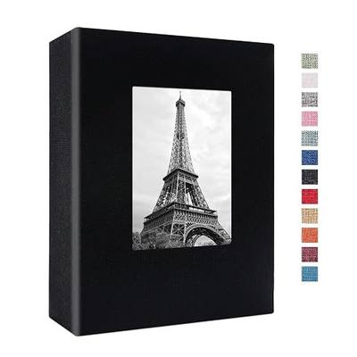 Vienrose 4x6 Photo Album,100 Pockets,Linen Cover with Window,Black