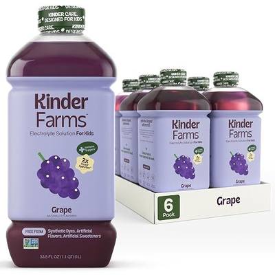 KinderFarms Electrolyte Solution for Kids and Adults - Hydration Drink (Grape, 6 Pack), No Artificial Sweeteners or Flavors, No Synthetic Dyes, Vegan, Non-GMO, Gluten-Free