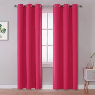 DUALIFE 84 Inch Fuschia Hot Pink Curtain Panels for Girls Bedroom- Room Darkening Grommet Thermal Insulated Drapes for Living Room 42''x 84'' Raspberry Sorbet 2 Panels