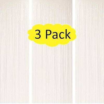 3PC White Foil Fringe Curtains Halloween Decorations, White Tinsel Backdrop Party Streamers Decorations,Foil Curtain Backdrop for Parties,Tinsel Backdrop Curtains for Party Decorations