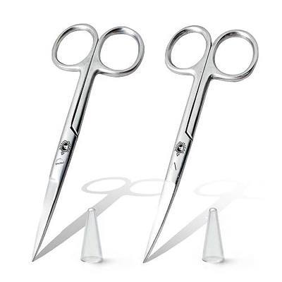 Stainless Steel Grooming Scissors Set - Facial Hair Small Nail Cuticle Scissors Manicure Pedicure Tools Trimming Kit - Straight and Curved Blade for Beard Mustache Nose Ear Hair Eyebrow Eyelashes