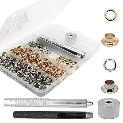 Raydodo 200 Sets Reinforced Grommet Kit, 3/16 Inch Metal Brass Eyelet Kit with 3 Pieces Grommet Tool Boot Eyelet Repair Kit and Grommets for Fabric, Tarps, Leather, Belt with Storage Box