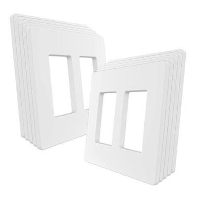 Tania Wiring Devices 10 Pack Screwless Wall Plates, Child Safe Outlet Covers, Size 2-Gang 4.69" x 4.73", Unbreakable Polycarbonate Thermoplastic, UL Listed - White