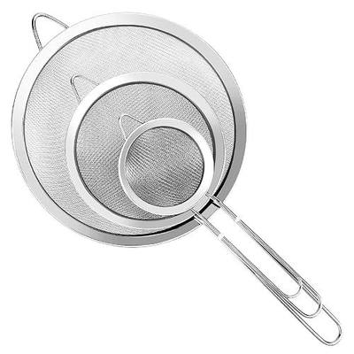 3Pcs Super Wire Extra Fine Mesh Strainer with Handle, Small Medium Large Size Sifter Metal Strainer Set, Stainless Steel Sieve Fine Mesh Strainers for Kitchen Rice Juice Quinoa Food Flour Baking YLYL