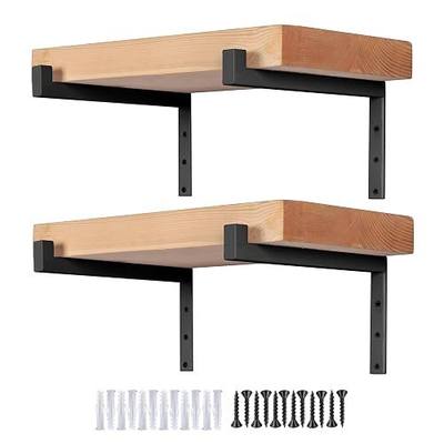 AddGrace 4 Pcs Heavy Duty Shelf Brackets Metal BlackJ Shelf Brackets Wall Mounted Rustic Floating Shelf Bracket with Lip, 10"