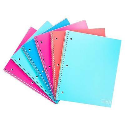 Yoobi College Ruled 8 x 10.5” Spiral Notebook Set – Bulk 6-Pack of 1 Subject Notebooks – Perfect Addition – 100 Perforated 3-Hole Punched Sheets, For School, Office & Home | 3-Hole Punched Sheets, Perforated Pages, 100–150 Sheets, Multi-Pack (3-Pack or 6-Pack), Fun Prints & Designs