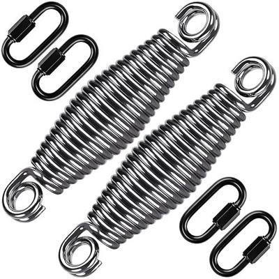 SELEWARE Swing Springs Heavy Duty Springs for Hammock Chair, Porch Swing | 400lbs Heavy Duty Springs with 4 Carabiners for Indoor/Outdoor Swings & Heavy Bags, Conical Shape & Double Closed Ring Design