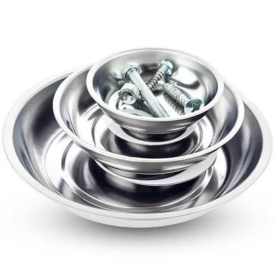 Magnetic Tray 3-Piece Set, Round Stainless Steel Magnetic Parts Trays for Screws, Nuts, Bolts, Pins and Small Tools, Magnetic Bowls for Garage, Workshop and Automotive Repair
