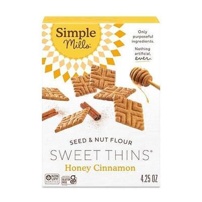 Simple Mills Honey Cinnamon Seed & Nut Flour Sweet Thins, Paleo Friendly & Delicious Sweet Thin Cookies, Good for Snacks, Nutrient Dense, 4.25oz, Pack of 1