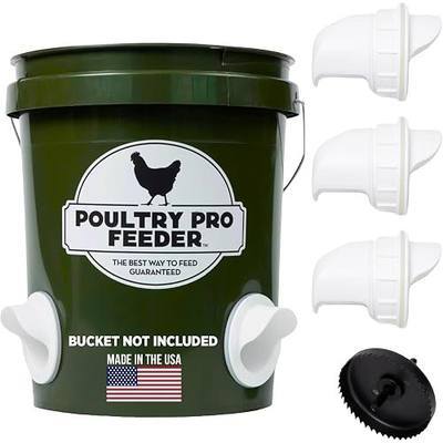 Poultry Pro DIY Chicken Feeder Kit, Weatherproof, 3 Ports & Hole Saw | As Seen on Shark Tank, Gravity Fed Chicken Feeder, for Buckets, Barrels, Bins & Troughs, Poultry Feed (Bucket Not Included)