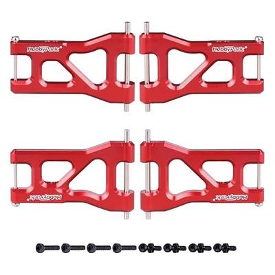 Hobbypark Aluminum Suspension Arms Set (Front and Rear) for Traxxas 1/18 LaTrax Teton Upgrades Desert Prerunner, Replace Parts 7630 (4-Pack) (Red)