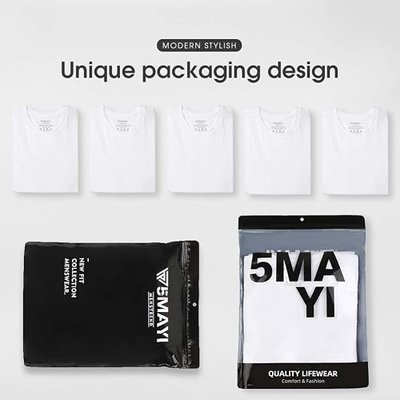 5Mayi Men's Tagless V-Neck Undershirts Multipack 100% Cotton Soft Classics Mens Short Sleeve White/Black T-Shirt Pack
