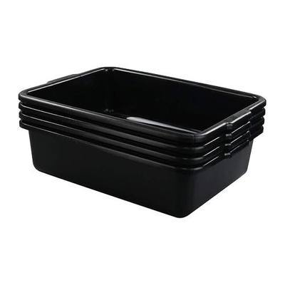 4 Packs Plastic Bus Boxes/Bus Tubs, 13 L Black Commercial Bus Boxes