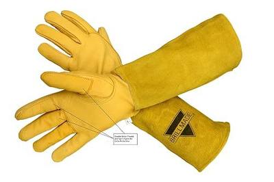 Rose Pruning Gloves for Women | Thorn and Cut Resistant Garden Work Gloves with Long Leather Heavy Duty Gauntlet